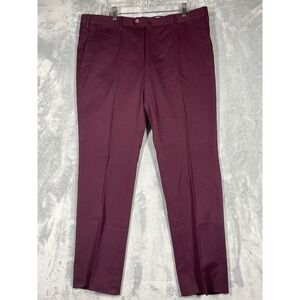 Aldo Valentini Mens Burgundy Tailored Chino Dress Pants 40x32 Cotton Blend Italy
